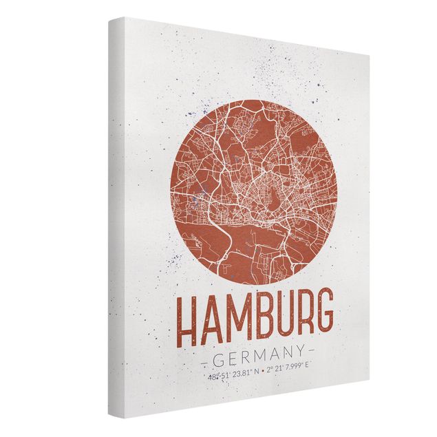 Telas decorativas mapas Hamburg City Map - Retro