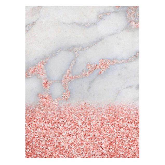 tela abstrata para sala Marble Look With Pink Confetti