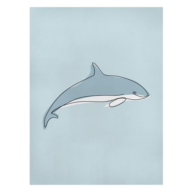 Telas decorativas animais Dolphin Line Art