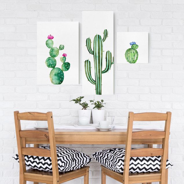Telas decorativas flores Watercolour Cactus Set