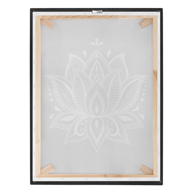 Telas decorativas Lotus Illustration White Gold
