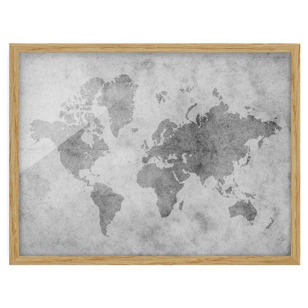 Quadros com moldura mapa-múndi Vintage World Map II