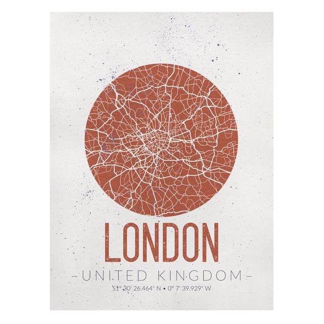 Telas decorativas frases City Map London - Retro