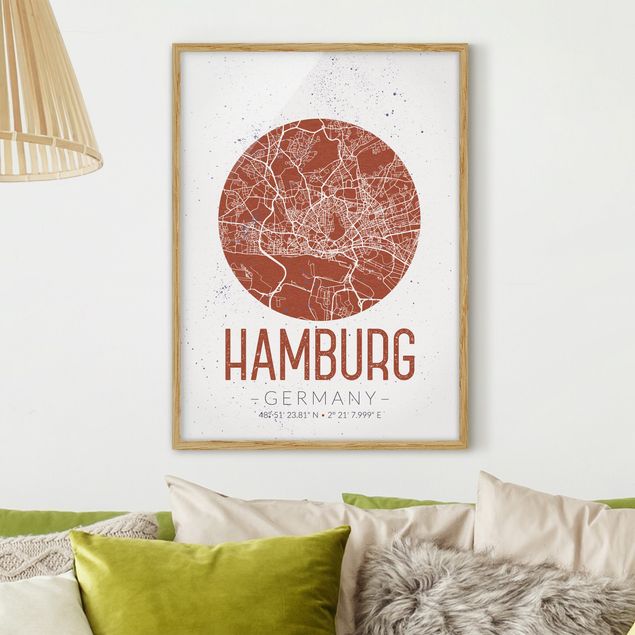 decoraçao cozinha Hamburg City Map - Retro