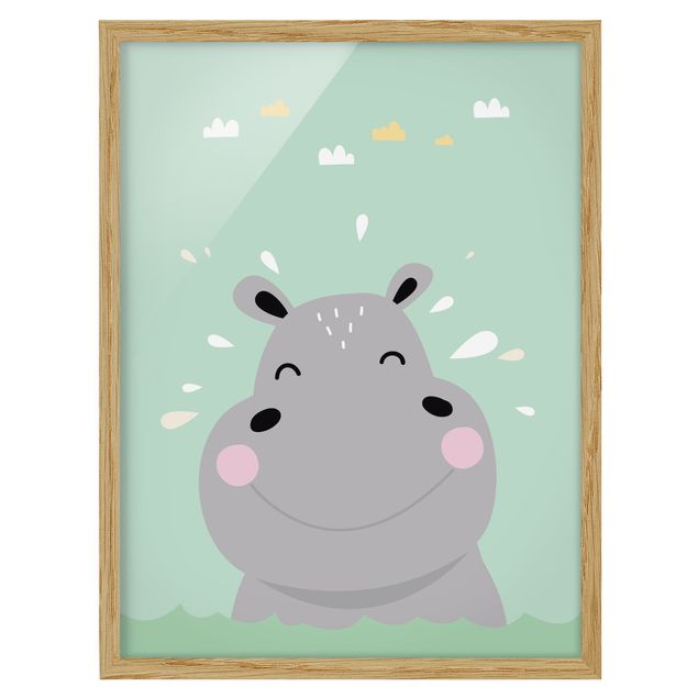 quadros modernos para quarto de casal The Happiest Hippo