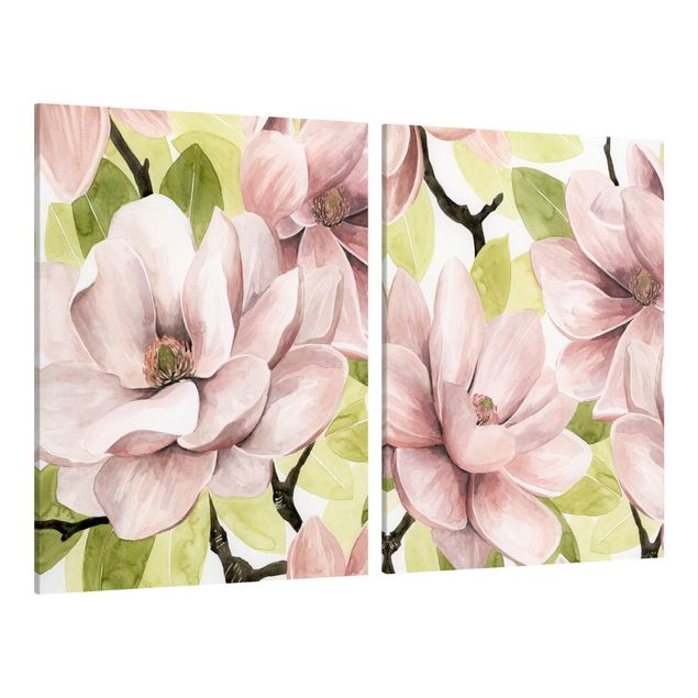 quadros de flores Magnolia Blush Set I
