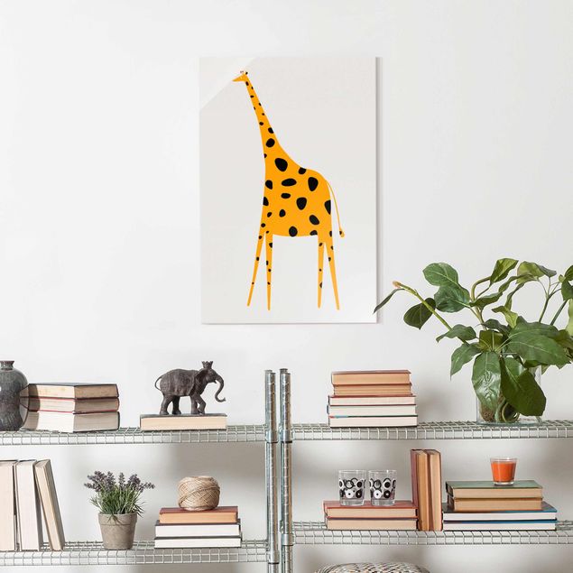 Quadros em vidro animais Yellow Giraffe