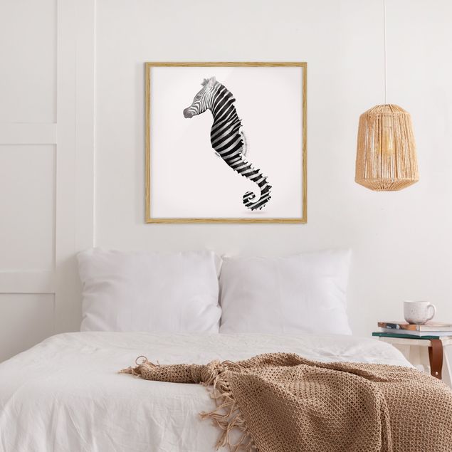 quadro de cavalo Seahorse With Zebra Stripes