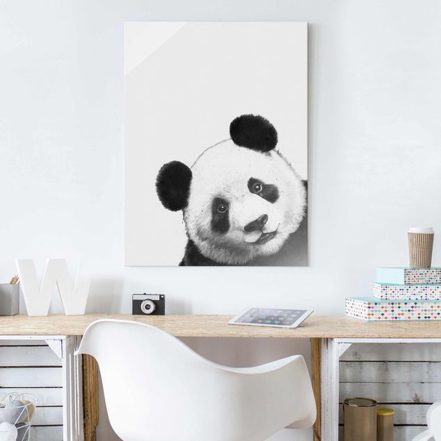 decoraçao para parede de cozinha Illustration Panda Black And White Drawing