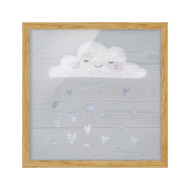 Quadros em cinza Cloud With Silver Hearts
