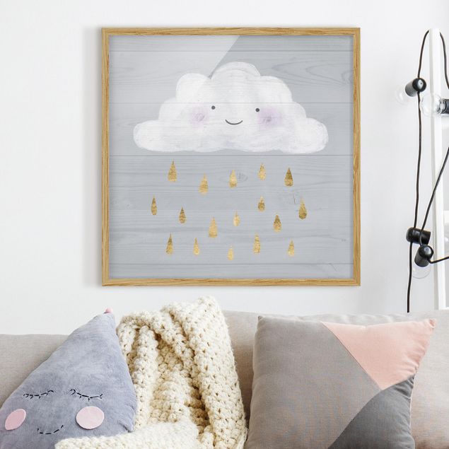 decoração para quartos infantis Cloud With Golden Raindrops