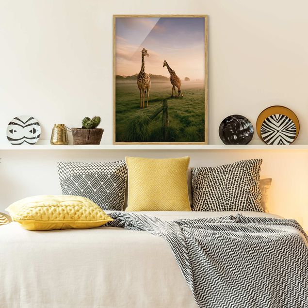 quadros de paisagens Surreal Giraffes