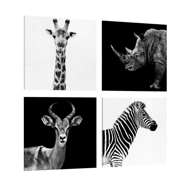 Telas decorativas em preto e branco Safari Quartet