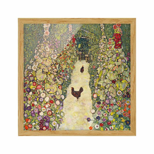 Quadros com moldura flores Gustav Klimt - Garden Path with Hens
