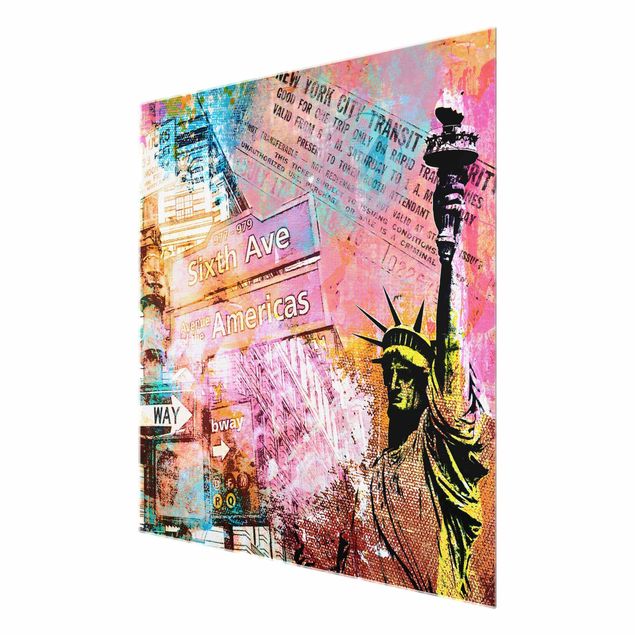 Quadros em vidro frases Sixth Avenue New York Collage