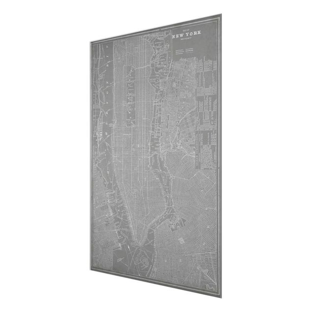 Quadros em vidro mapas Vintage Map New York Manhattan