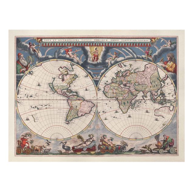 decoração quadros Historic World Map Nova Et Accuratissima Of 1664