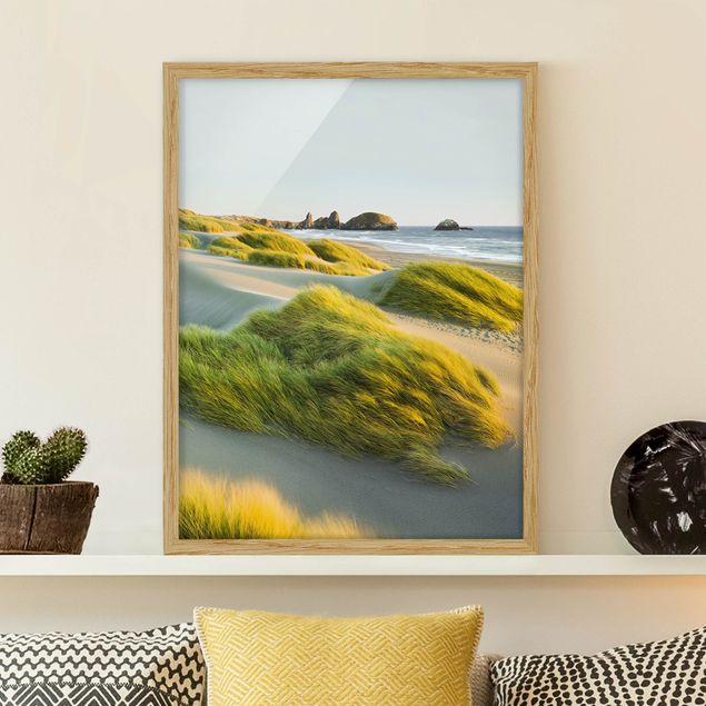 Quadros com moldura praia Dunes And Grasses At The Sea