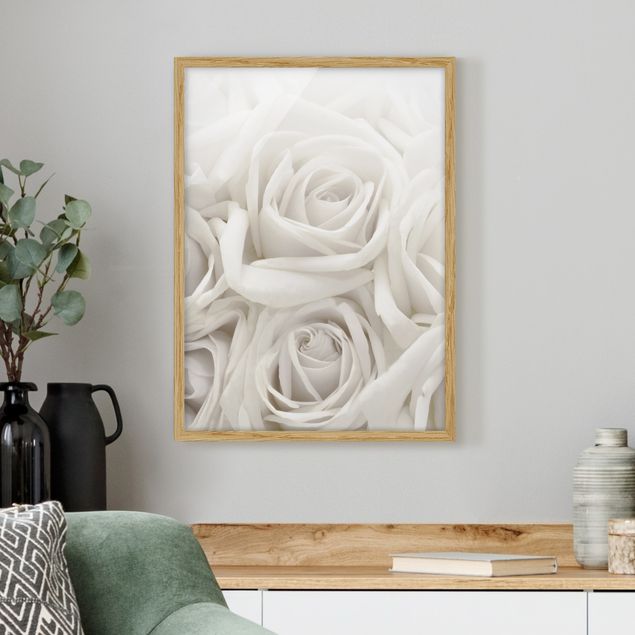 Quadros com moldura flores White Roses