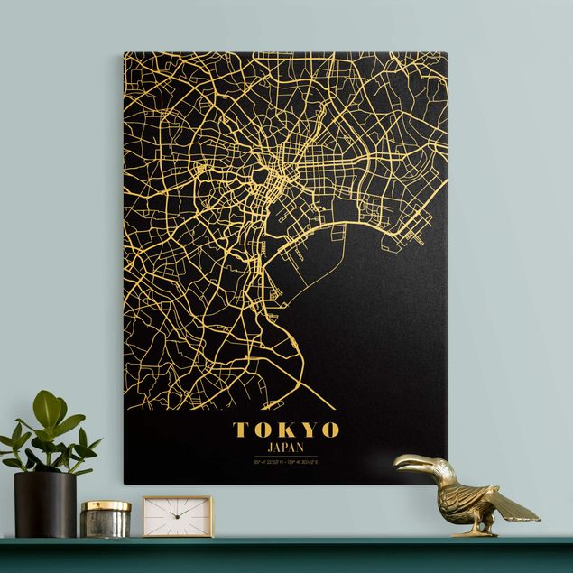 Quadros Tóquio Tokyo City Map - Classic Black