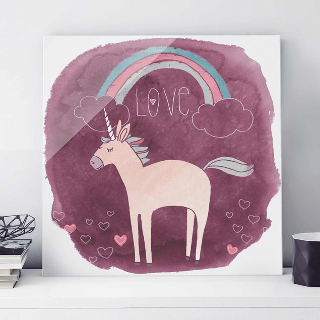decoraçao para parede de cozinha Unicorn Troop - Love