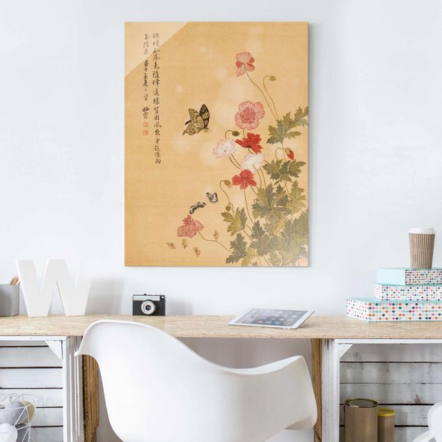 decoraçao para parede de cozinha Yuanyu Ma - Poppy Flower And Butterfly