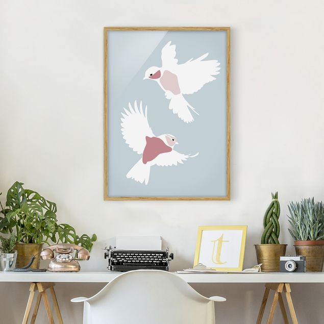 Quadros por movimento artístico Line Art Pigeons Pastel
