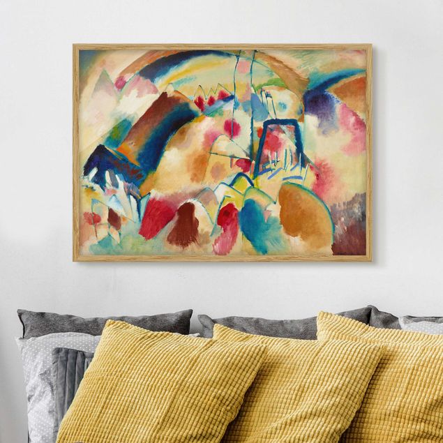 Quadros movimento artístico Expressionismo Wassily Kandinsky - Landscape With Church (Landscape With Red Spotsi)