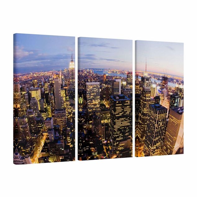 Telas decorativas pôr-do-sol New York Skyline At Night
