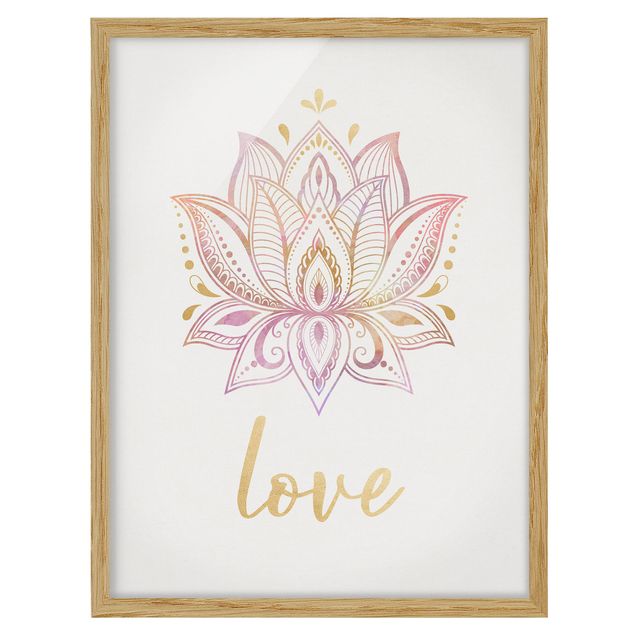 quadro mandala Lotus Illustration Love Gold Light Pink