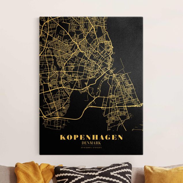 decoraçoes cozinha Copenhagen City Map - Classic Black