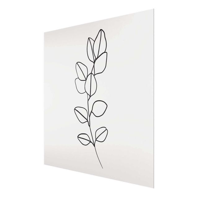 Quadros florais Line Art Branch Leaves Black And White