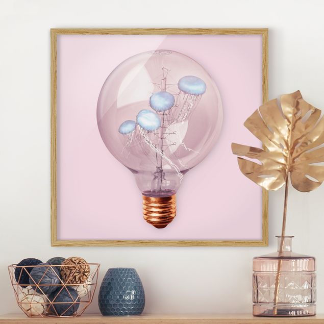 decoraçao para parede de cozinha Light Bulb With Jellyfish