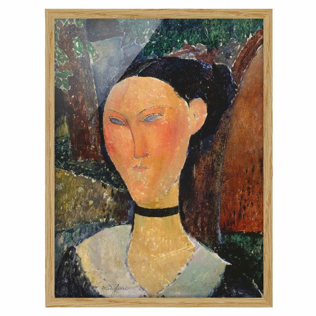 Quadros famosos Amedeo Modigliani - Woman with a velvet Neckband
