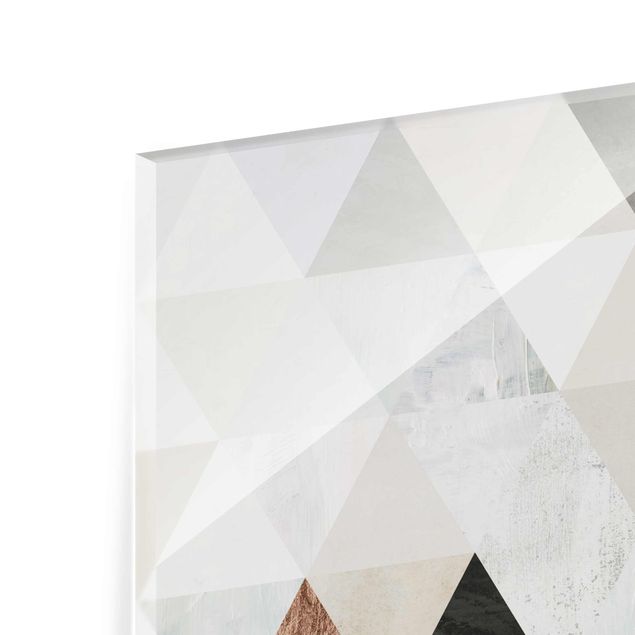 Quadros em vidro Watercolour Mosaic With Triangles I