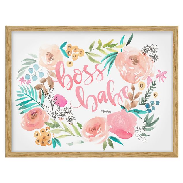 quadros de flores Pink Flowers - Boss Babe