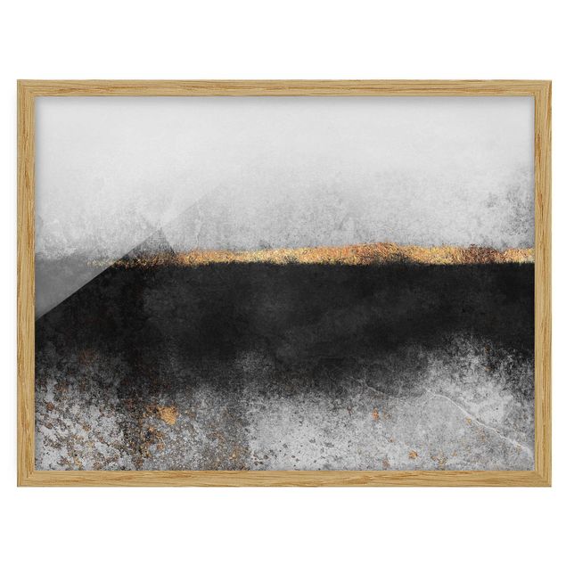 Quadros famosos Abstract Golden Horizon Black And White