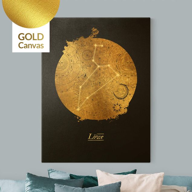 Telas decorativas zen Zodiac Sign Leo Gray Gold