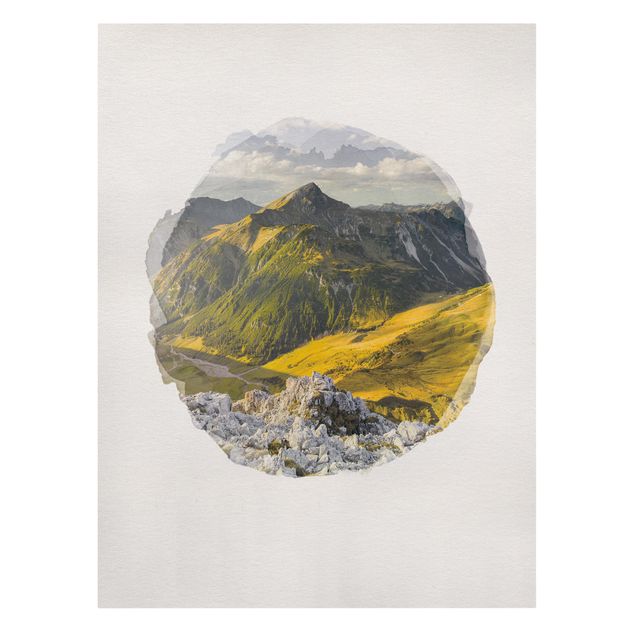 Telas decorativas paisagens WaterColours - Mountains And Valley Of The Lechtal Alps In Tirol