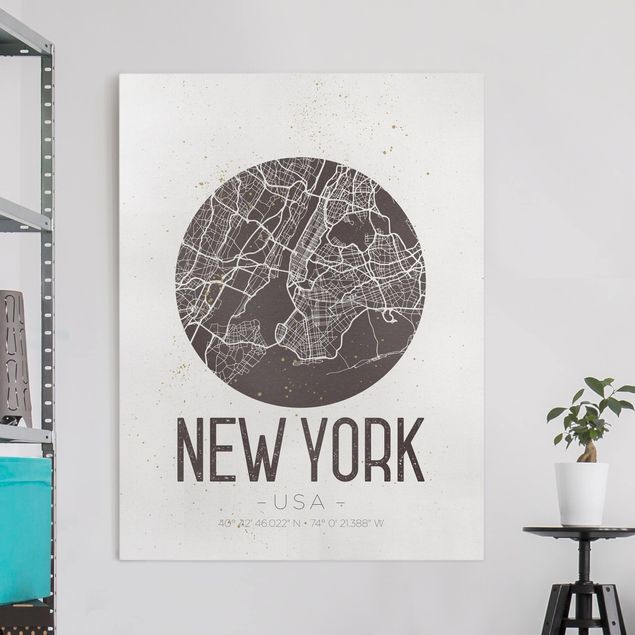 decoraçao cozinha New York City Map - Retro