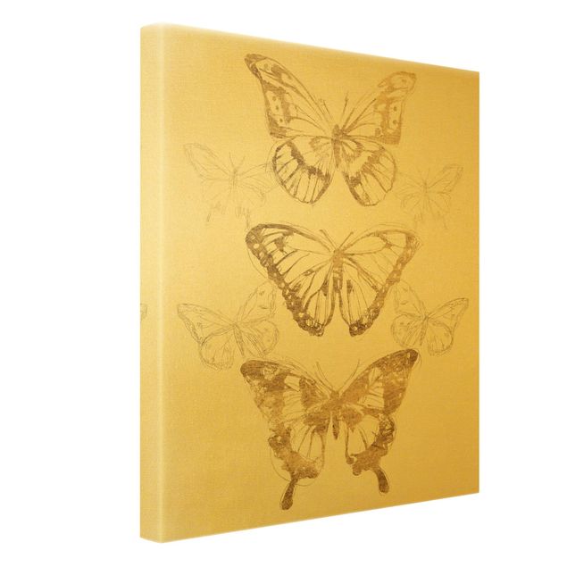 Telas decorativas Butterfly Composition In Gold II