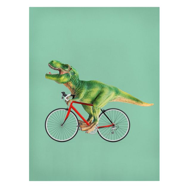 Telas decorativas animais Dinosaur With Bicycle
