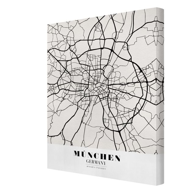 quadros em preto e branco Munich City Map - Classic