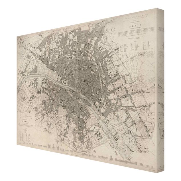 Telas decorativas mapas Vintage Map Paris