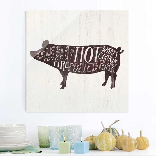decoraçao para parede de cozinha Farm BBQ - Pig