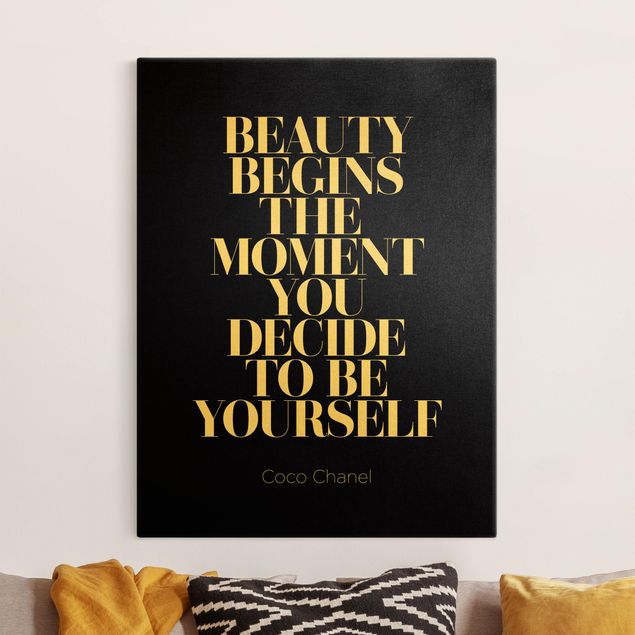Telas decorativas frases Be yourself Coco Chanel Black