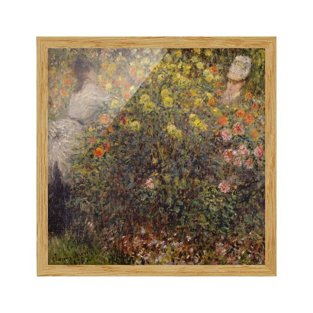 Quadros com moldura flores Claude Monet - Two Ladies in the Flower Garden