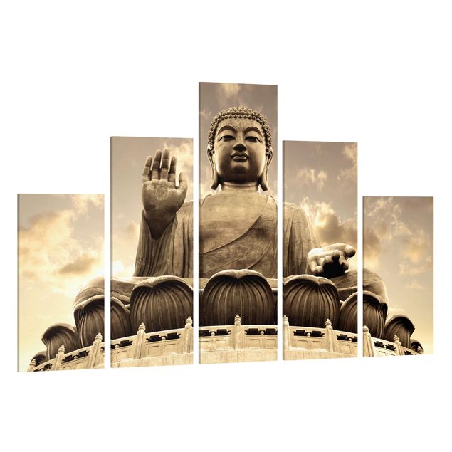 Telas decorativas zen Big Buddha Sepia
