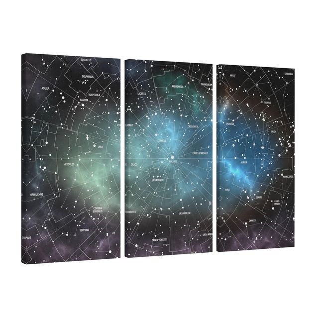 Telas decorativas mapas Stellar Constellation Map Galactic Nebula