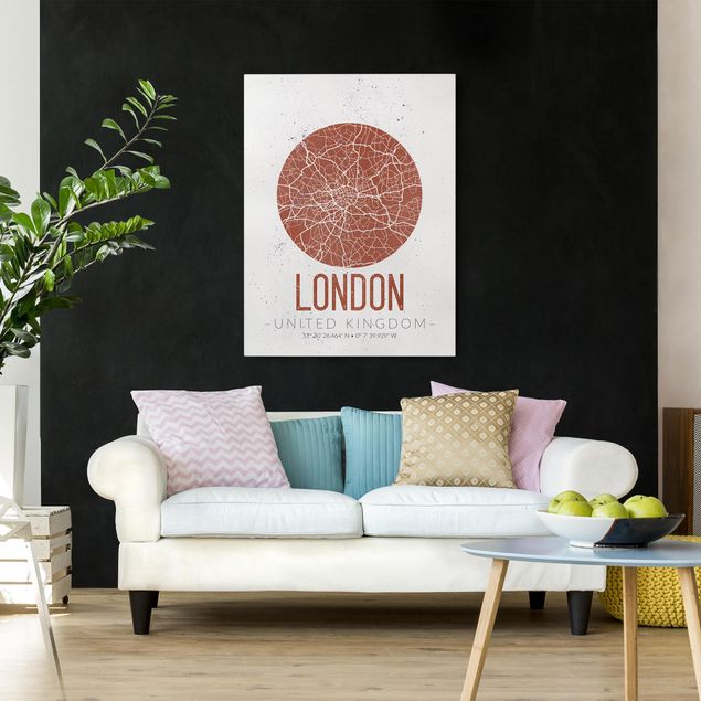 Telas decorativas Londres City Map London - Retro